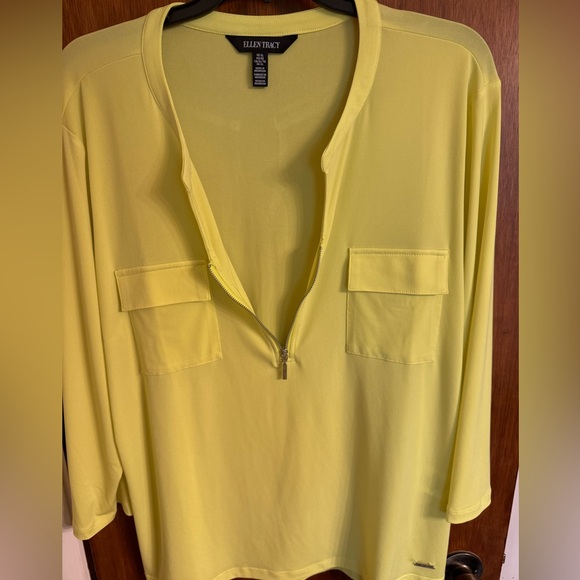 EUC women’s size XL fluorescent yellow 3/4 sleeve tunic by Ellen Tracy - Picture 6 of 13